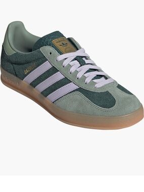 adidas indoor Gazelle Sneaker in Sage Green with Lavender Stripes size 6 women
